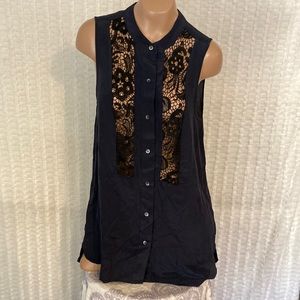 Broadway & Broome Size S Navy Black Lace Tank Blouse